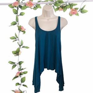 Lush Teal High-Low Tattered Spaghetti Strap Top Size Extra Small